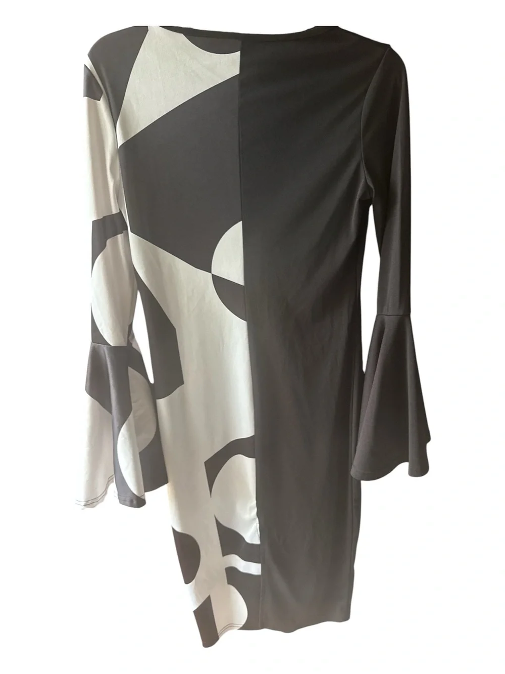 Black & White Geometric Bell Sleeve Dress size small - Picture 3 of 12